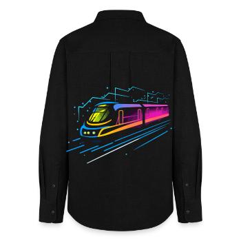 Train Cartoon Look - Women's Oxford Shirt - black - Back - AI Model Female 172 light (172cm)