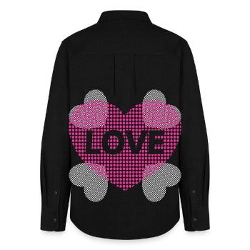 Herz mit Love. - Frauen Oxford Hemd - Schwarz - Hinten - AI Model Female 172 light (172cm)