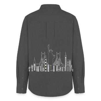 New York skyscraper with Statue of Liberty - Women's Oxford Shirt - anthracite - Back - AI Model Female 172 light (172cm)