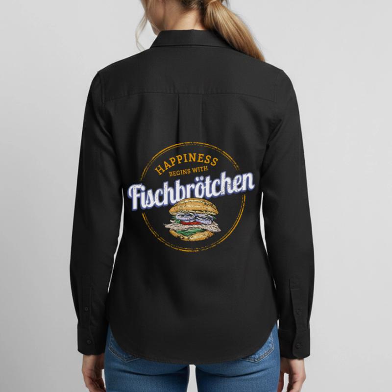 Fischbrötchen mit Matjes oder Bismarckhering Frauen Oxford Hemd