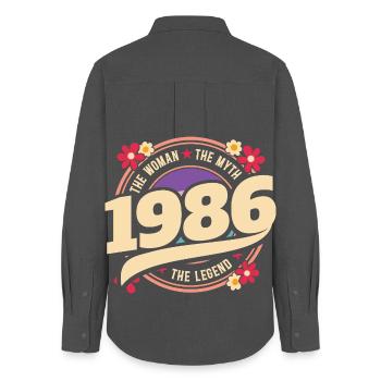1986 Legend 40 Years Birthday Woman - Women's Oxford Shirt - anthracite - Back - AI Model Female 172 light (172cm)