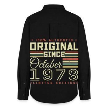 Legendär seit Oktober 1978 | Oktober 1978 - Frauen Oxford Hemd - Schwarz - Hinten - AI Model Female 172 light (172cm)