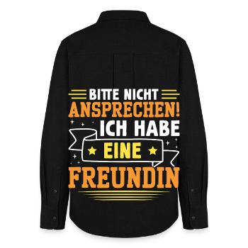 Malle BITTE NICHT ANSPRECHEN Lustiges - Frauen Oxford Hemd - Schwarz - Hinten - AI Model Female 172 light (172cm)