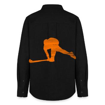 Hockey Niederlande Holland - Frauen Oxford Hemd - Schwarz - Hinten - AI Model Female 172 light (172cm)