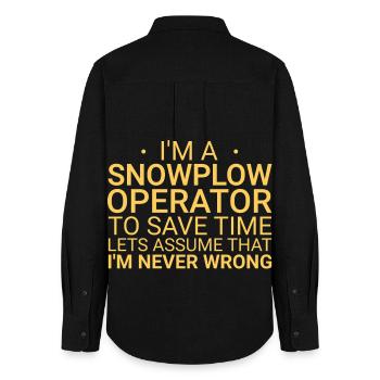 Snowplow Operator Never Wrong Schneepflugfahrer - Frauen Oxford Hemd - Schwarz - Hinten - AI Model Female 172 light (172cm)