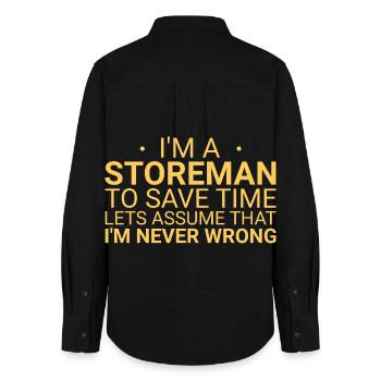 Storeman Never Wrong - Frauen Oxford Hemd - Schwarz - Hinten - AI Model Female 172 light (172cm)