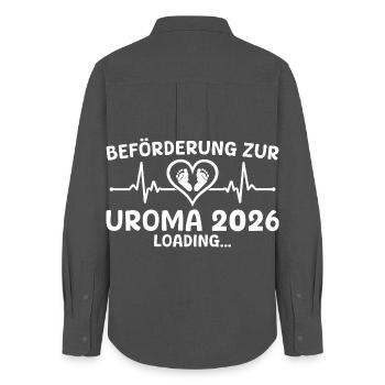 Werdende Uroma 2026 loading - Urgroßmutter - Frauen Oxford Hemd - Anthrazit - Hinten - AI Model Female 172 light (172cm)