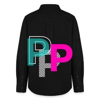 P Letter - Women's Oxford Shirt - black - Back - AI Model Female 172 light (172cm)