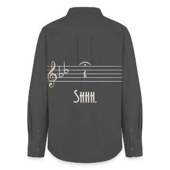 Shhh Silent Melody Sheet Music - Women's Oxford Shirt - anthracite - Back - AI Model Female 172 light (172cm)