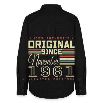 November 1961 Birthday Gift - Women's Oxford Shirt - black - Back - AI Model Female 172 light (172cm)
