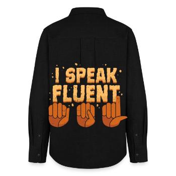 Deaf Deaf Hearing Impairment - Women's Oxford Shirt - black - Back - AI Model Female 172 light (172cm)