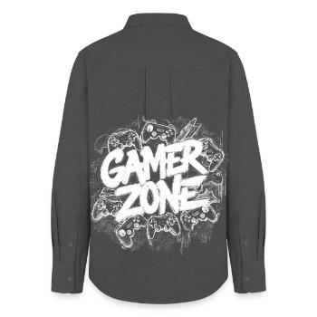 Arcade Graffiti Game On Geek Gamer Gamer Gift - Chemise Oxford Femme - charbon - Dos - AI Model Female 172 light (172cm)
