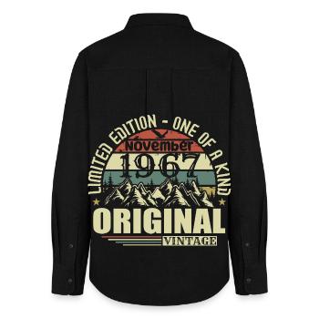 Birthday november 1967 - Women's Oxford Shirt - black - Back - AI Model Female 172 light (172cm)