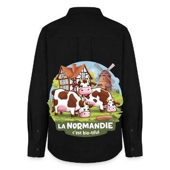 Normandie ist Bio-tiful Manche und Cotentin - Frauen Oxford Hemd - Schwarz - Hinten - AI Model Female 172 light (172cm)