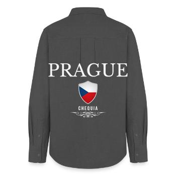 Prague République tchèque, souvenir Prague - Chemise Oxford Femme - charbon - Dos - AI Model Female 172 light (172cm)