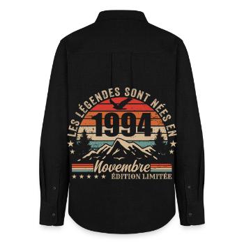 Awesome since November 1994 | November 1994 - Women's Oxford Shirt - black - Back - AI Model Female 172 light (172cm)