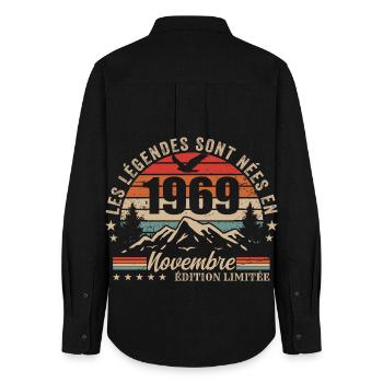 Awesome since November 1969 | November 1969 - Women's Oxford Shirt - black - Back - AI Model Female 172 light (172cm)