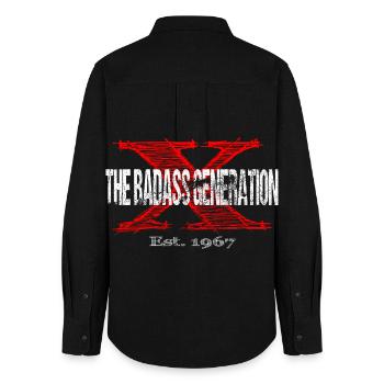 Generation X 1967  Retro - Frauen Oxford Hemd - Schwarz - Hinten - AI Model Female 172 light (172cm)