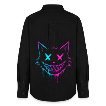 Cat Splash - Women's Oxford Shirt - black - Back - AI Model Female 172 light (172cm)