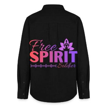Yoga & Mindset Design für freie Seelen Free Spirit - Chemise Oxford Femme - noir - Dos - AI Model Female 172 light (172cm)