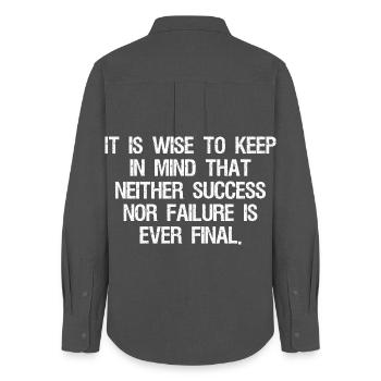 it is wise to keep in mind that neither success - Chemise Oxford Femme - charbon - Dos - AI Model Female 172 light (172cm)