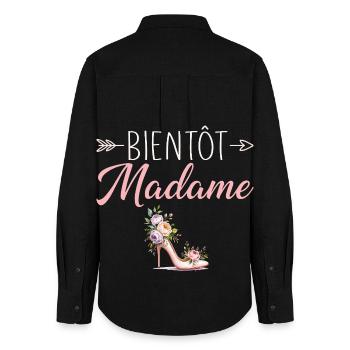 Madame Mariage EVJF Future Mariée - Chemise Oxford Femme - noir - Dos - AI Model Female 172 light (172cm)