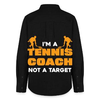 Ich bin Tenniscoach kein Ziel - Frauen Oxford Hemd - Schwarz - Hinten - AI Model Female 172 light (172cm)