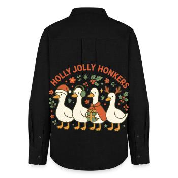 Weihnachtsgans Holly Jolly Honkers Fun Design - Frauen Oxford Hemd - Schwarz - Hinten - AI Model Female 172 light (172cm)