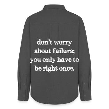 don't worry about failure you only have to be  - Frauen Oxford Hemd - Anthrazit - Hinten - AI Model Female 172 light (172cm)