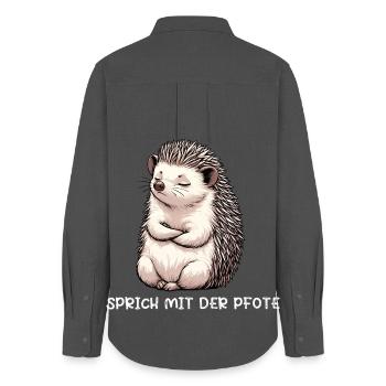 Speak with the paw Hedgehog Hedgehog lover Hedgehog fan - Women's Oxford Shirt - anthracite - Back - AI Model Female 172 light (172cm)