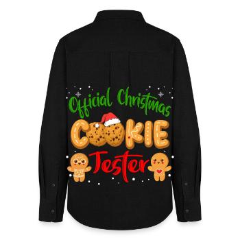 Tenue assortie officielle de la famille Cookie Tester - Chemise Oxford Femme - noir - Dos - AI Model Female 172 light (172cm)
