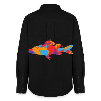 Colorful Zander Angler Design Zander Fishing Fishing - Women's Oxford Shirt - black - Back - AI Model Female 172 light (172cm)