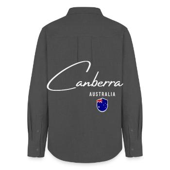 Design élégant Canberra, souvenir Canberra - Chemise Oxford Femme - charbon - Dos - AI Model Female 172 light (172cm)