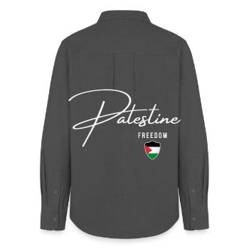 Palestinian Flag, I'm with Palestine - Women's Oxford Shirt - anthracite - Back - AI Model Female 172 light (172cm)