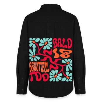 Bald is Beautiful  - Women's Oxford Shirt - black - Back - AI Model Female 172 light (172cm)