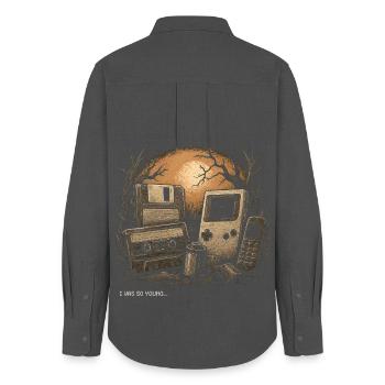Retro Nostalgia – I Was So Young Tee - Women's Oxford Shirt - anthracite - Back - AI Model Female 172 light (172cm)