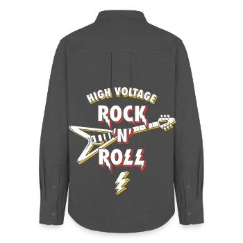 High Voltage Rock N Roll Guitar - Women's Oxford Shirt - anthracite - Back - AI Model Female 172 light (172cm)