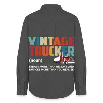 Truck Driver - Women's Oxford Shirt - anthracite - Back - AI Model Female 172 light (172cm)