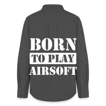 Born to Play Airsoft - Women's Oxford Shirt - anthracite - Back - AI Model Female 172 light (172cm)