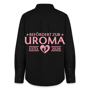 Babyparty Befördert zur Uroma 2026 - Frauen Oxford Hemd - Schwarz - Hinten - AI Model Female 172 light (172cm)