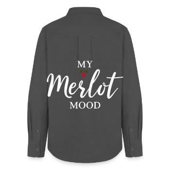 My Merlot Mood Wine Saying for Connoisseurs - Women's Oxford Shirt - anthracite - Back - AI Model Female 172 light (172cm)