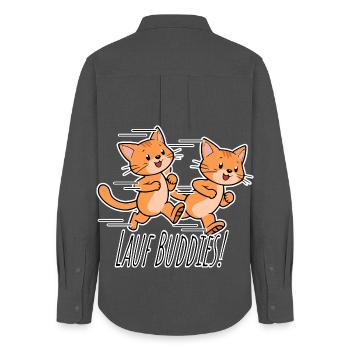 Courez, les amis ! Équipe de course de chats mignonne ! - Chemise Oxford Femme - charbon - Dos - AI Model Female 172 light (172cm)
