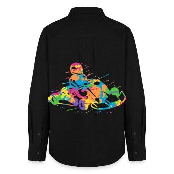 Kart Racing Go Karts Colorful Motorsport Go-Kart - Women's Oxford Shirt - black - Back - AI Model Female 172 light (172cm)