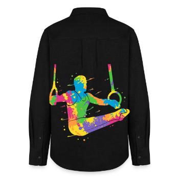 Gymnastes Gymnastique Colorée Ring Gymnastique Gymnastique Garçons - Chemise Oxford Femme - noir - Dos - AI Model Female 172 light (172cm)