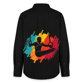 Gymnasts Retro Gymnastics Ring Gymnastics Gymnastics - Women's Oxford Shirt - black - Back - AI Model Female 172 light (172cm)