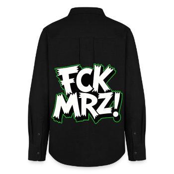 FCK MRZ Politischer Protest Slogan - Frauen Oxford Hemd - Schwarz - Hinten - AI Model Female 172 light (172cm)