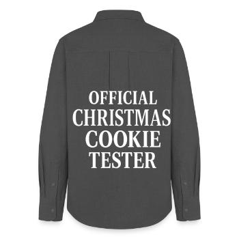 Official Christmas Cookie Tester - Frauen Oxford Hemd - Anthrazit - Hinten - AI Model Female 172 light (172cm)