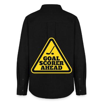 Goal Scorer Ahead Eishockey Warnschild Sport - Women's Oxford Shirt - black - Back - AI Model Female 172 light (172cm)
