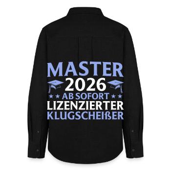 Études terminées : Don du Master 2026 - Chemise Oxford Femme - noir - Dos - AI Model Female 172 light (172cm)