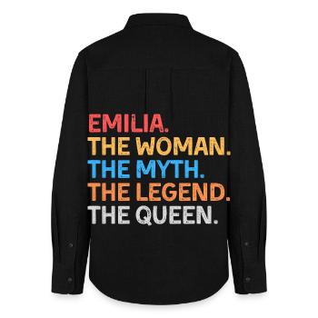Emilia La Femme Le Mythe La Légende La Reine - Chemise Oxford Femme - noir - Dos - AI Model Female 172 light (172cm)
